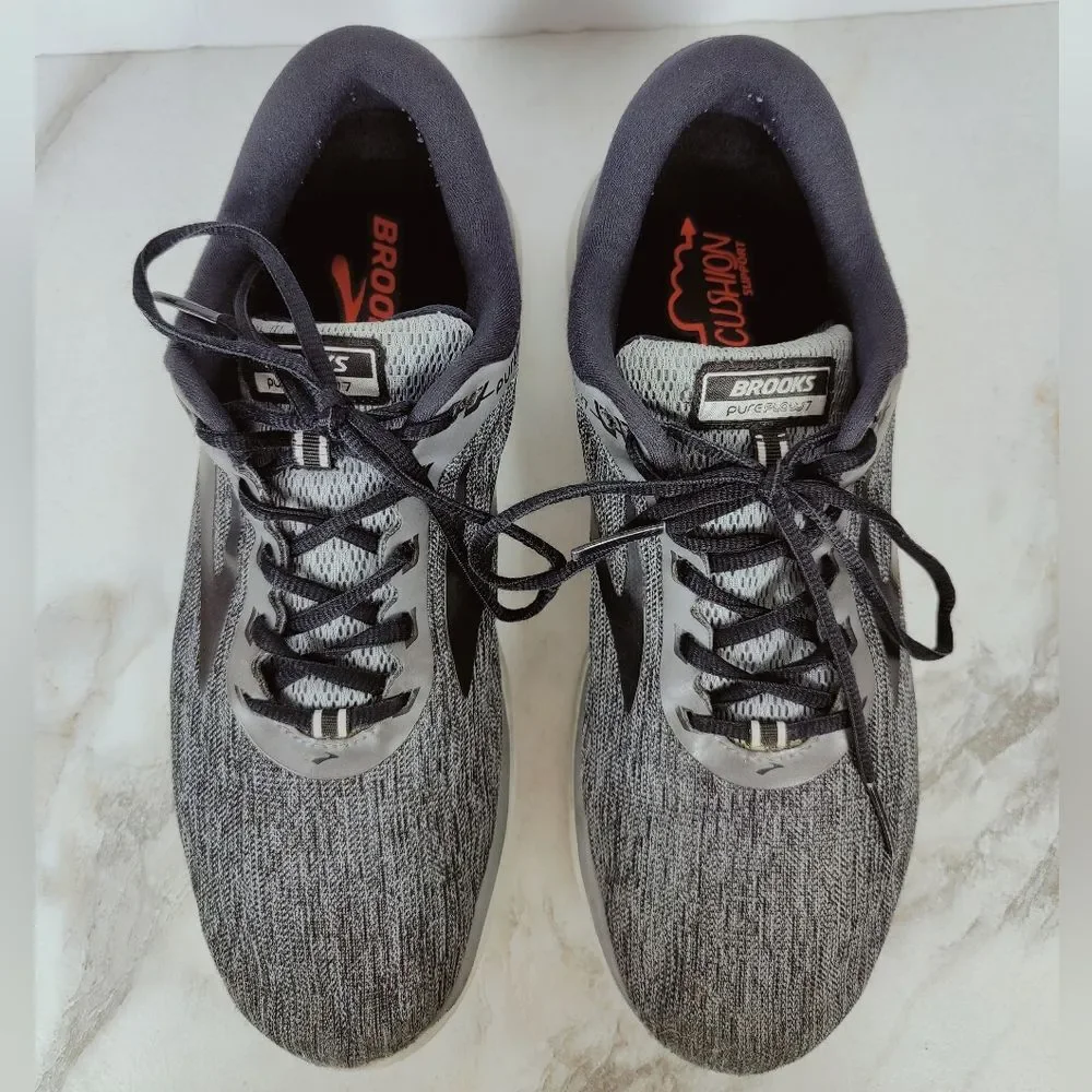 Brooks Men's PureFlow 7 Grey Black Running Shoes Athletic Sneakers, Sz 10.5